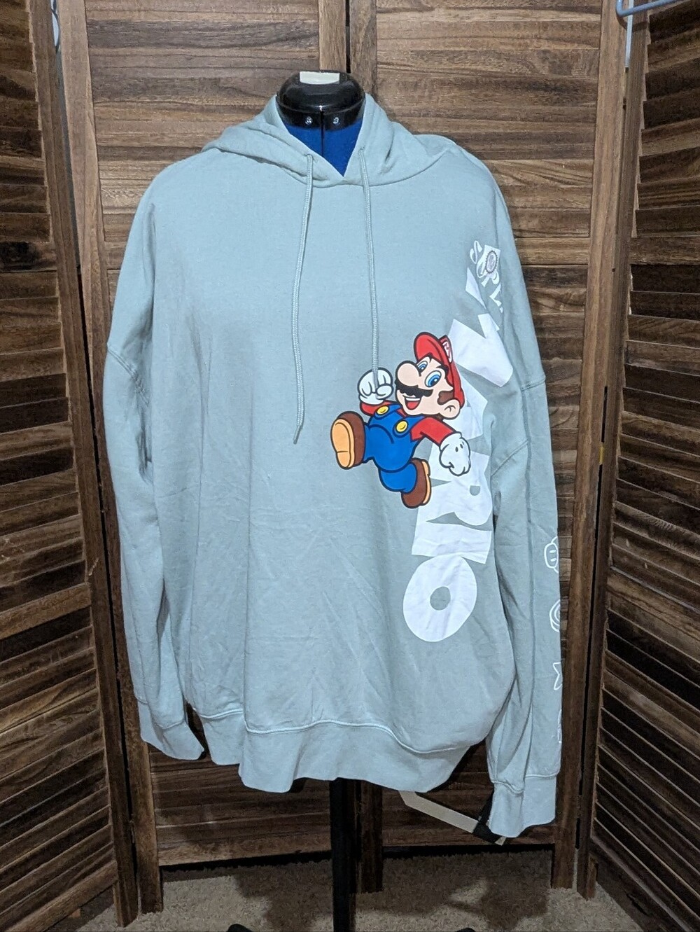 Nintendo Super Mario Graphic Hoodie in Sage Green 3XL